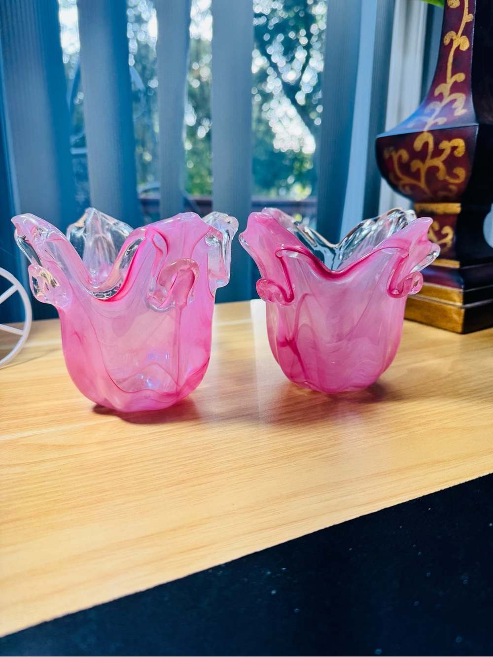 Vintage Murano Style Pink Handblown Bowl/Vase-- Elegant Home Accents size 5.512